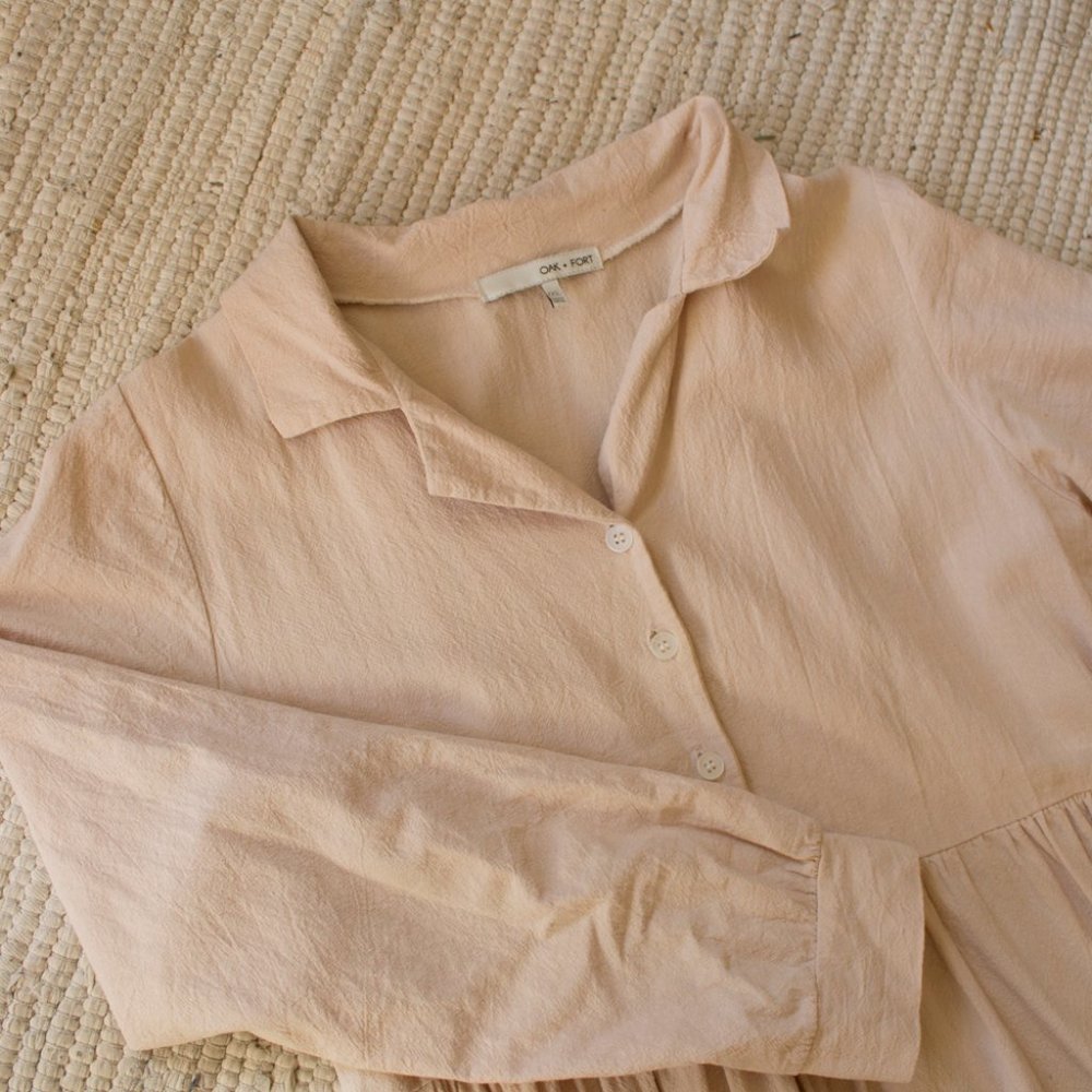 Oak + Fort Blush Linen Babydoll Dress